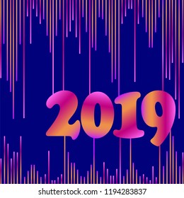 Abstract banner for the new year is 2019. colorful gradient background
