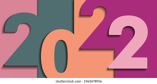 abstract banner for the new year 2022. large numbers in the original color scheme are drawn in the style of paper cutting. minimalistic Christmas template, background. stock vector illustration EPS 10