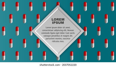 Abstrakter Banner mit Platz für Text mit Kapseln auf blauem Hintergrund 