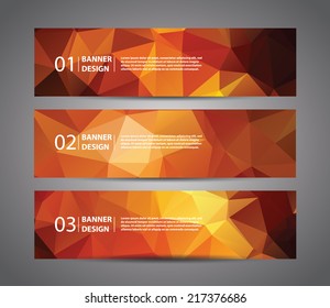 Abstract banner with polygon background, banner vector with sample text