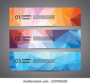 Abstract banner with polygon background, banner vector with sample text