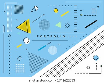 Abstract banner with Portfolio Calligraphic line art text poster with space of your photo, vector illustration Design.