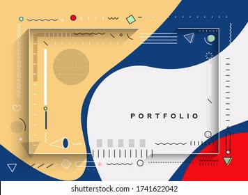 Abstract banner with Portfolio Calligraphic line art text poster with space of your photo, vector illustration Design.