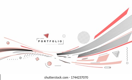 Abstract banner with Portfolio Calligraphic line art text poster with space of your text, vector illustration Design.