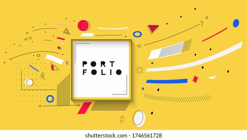 Abstract banner with Portfolio Calligraphic line art text poster with space of your text, vector illustration Design.