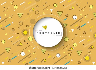 Abstract banner with Portfolio Calligraphic line art text poster with space of your photo, vector illustration Design.