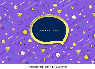 Abstract banner with Portfolio Calligraphic line art text poster with space of your text, vector illustration Design.