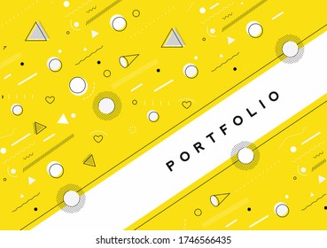 Abstract banner with Portfolio Calligraphic line art text poster with space of your text, vector illustration Design.