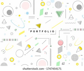 Abstract banner with Portfolio Calligraphic line art text poster with space of your text, vector illustration Design.
