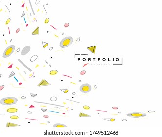 Abstract banner with Portfolio Calligraphic line art text poster with space of your photo, vector illustration Design.