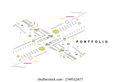 Abstract banner with Portfolio Calligraphic line art text poster with space of your text, vector illustration Design.