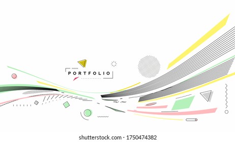 Abstract banner with Portfolio Calligraphic line art text poster with space of your text, vector illustration Design.