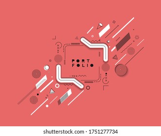 Abstract banner with Portfolio Calligraphic line art text poster with space of your text, vector illustration Design.