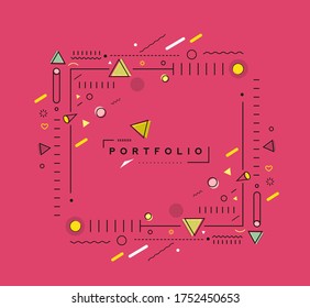 Abstract banner with Portfolio Calligraphic line art text poster with space of your text, vector illustration Design.