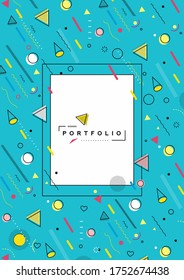 Abstract banner with Portfolio Calligraphic line art text poster with space of your photo, vector illustration Design.