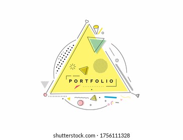 Abstract banner with Portfolio Calligraphic line art text poster with space of your text, vector illustration Design.