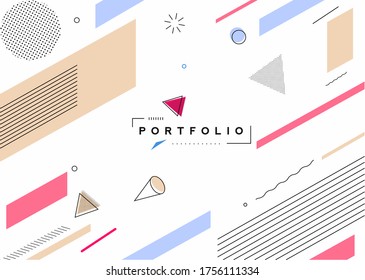 Abstract banner with Portfolio Calligraphic line art text poster with space of your text, vector illustration Design.