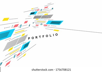 Abstract banner with Portfolio Calligraphic line art text poster with space of your text, vector illustration Design.