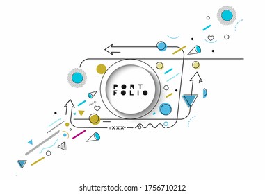 Abstract banner with Portfolio Calligraphic line art text poster with space of your text, vector illustration Design.
