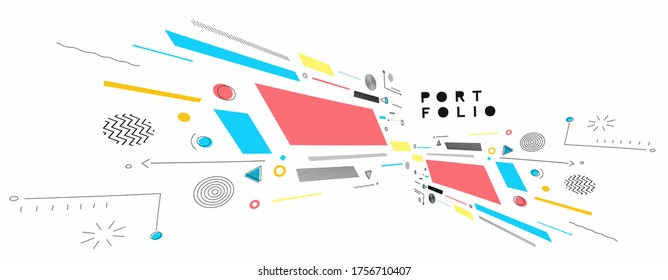 Abstract banner with Portfolio Calligraphic line art text poster with space of your text, vector illustration Design.