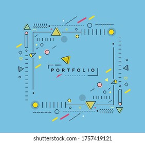 Abstract banner with Portfolio Calligraphic line art text poster with space of your text, vector illustration Design.