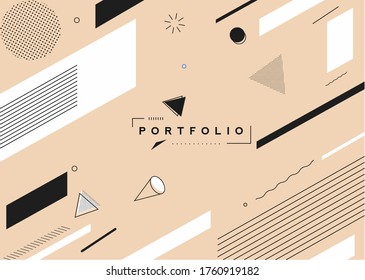 Abstract banner with Portfolio Calligraphic line art text poster with space of your text, vector illustration Design.