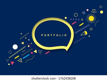 Abstract banner with Portfolio Calligraphic line art text poster with space of your text, vector illustration Design.