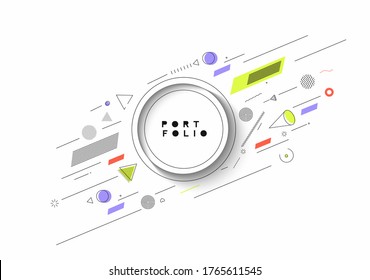 Abstract banner with Portfolio Calligraphic line art text poster with space of your text, vector illustration Design.