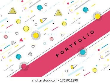 Abstract banner with Portfolio Calligraphic line art text poster with space of your text, vector illustration Design.