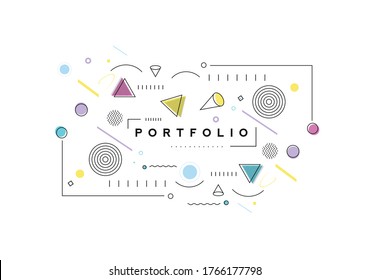Abstract banner with Portfolio Calligraphic line art text poster with space of your text, vector illustration Design.