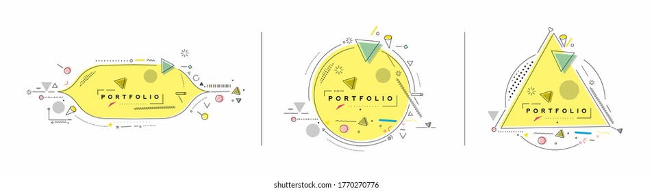 Abstract banner with Portfolio Calligraphic line art text poster with space of your text, vector illustration Design.