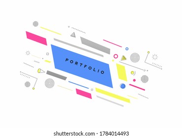 Abstract banner with Portfolio Calligraphic line art text poster with space of your text, vector illustration Design.