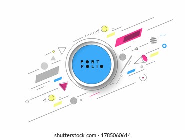 Abstract banner with Portfolio Calligraphic line art text poster with space of your text, vector illustration Design.