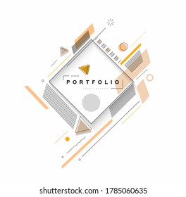 Abstract banner with Portfolio Calligraphic line art text poster with space of your text, vector illustration Design.