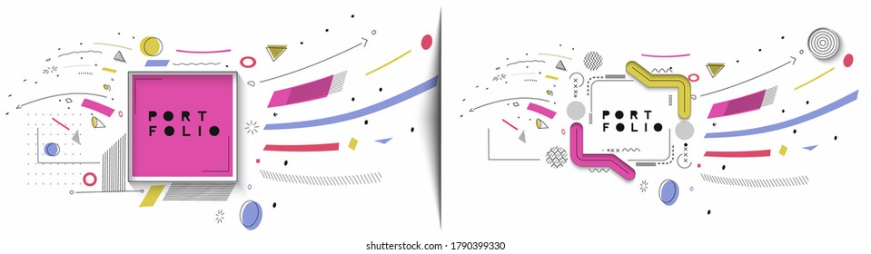 Abstract banner with Portfolio Calligraphic line art text poster with space of your text, vector illustration Design.