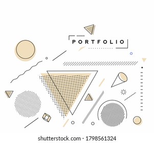 Abstract banner with Portfolio Calligraphic line art text poster with space of your text, vector illustration Design.