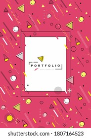 Abstract banner with Portfolio Calligraphic line art text poster with space of your photo, vector illustration Design.