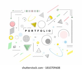 Abstract banner with Portfolio Calligraphic line art text poster with space of your text, vector illustration Design.