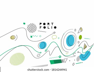 Abstract banner with Portfolio Calligraphic line art text poster with space of your text, vector illustration Design.