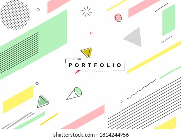 Abstract banner with Portfolio Calligraphic line art text poster with space of your text, vector illustration Design.