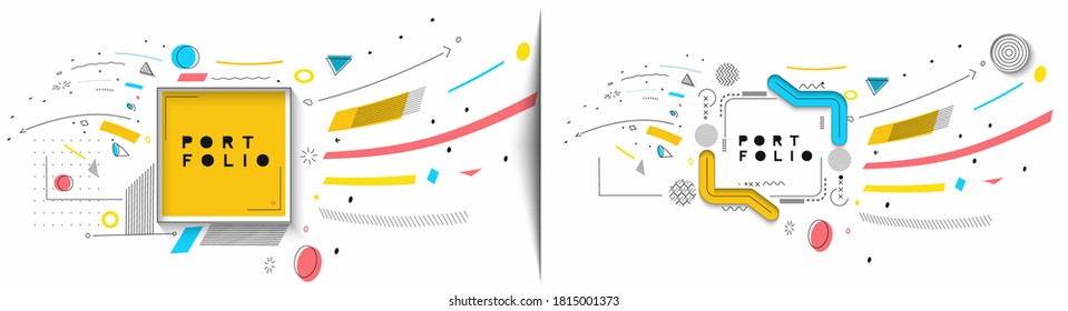 Abstract banner with Portfolio Calligraphic line art text poster with space of your text, vector illustration Design.