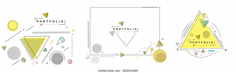 Abstract banner with Portfolio Calligraphic line art text poster with space of your text, vector illustration Design.