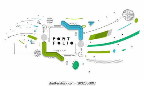 Abstract banner with Portfolio Calligraphic line art text poster with space of your text, vector illustration Design.