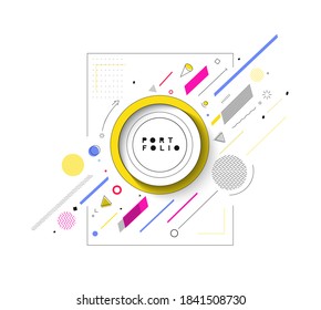 Abstract banner with Portfolio Calligraphic line art text poster with space of your text, vector illustration Design.