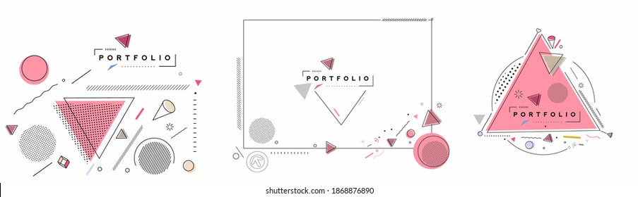 Abstract banner with Portfolio Calligraphic line art text poster with space of your text, vector illustration Design.