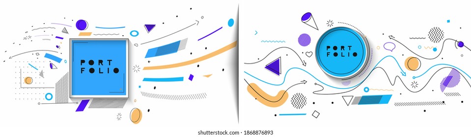 Abstract banner with Portfolio Calligraphic line art text poster with space of your text, vector illustration Design.