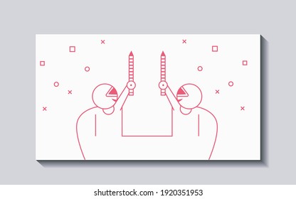 Abstrakte Banner-Post-Vorlage, Haus-Halter-Design flache Schriftzeichen Muster, moderne Linie Kunst-Farbdesign. Farbiger Hintergrund