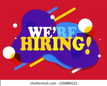 Abstract banner or poster design for We Are Hiring job recruitment, advertising concept. 