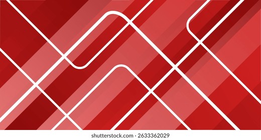Abstract banner red background. bright red gradation, slash, halftone, memphis.