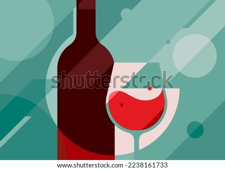 Abstract banner with red wine. Placard design in flat style.